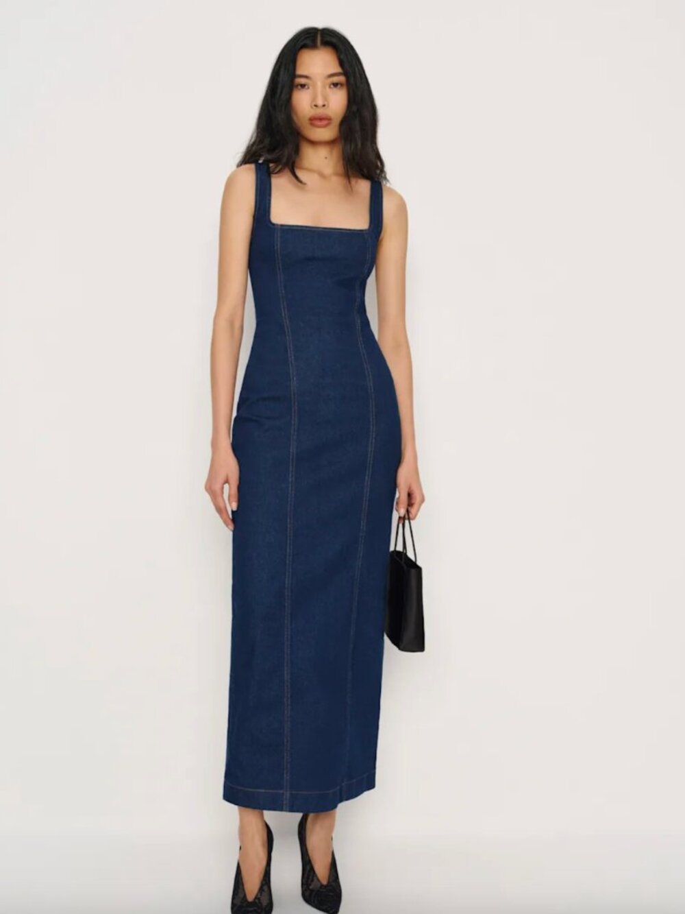 Reformation Gladys Super Stretch Denim Midi Dress